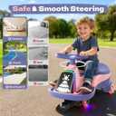 ANPABO 12V Electric Wiggle Car-2x75W Motor, 2.8-4.1 Mph, Music & Bluetooth, LED Lights, Soft Start, Flashing Wheels, Anti-Rollover, for Kids, 170 Lbs, Indoor/Outdoor (Pink)