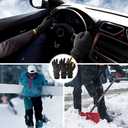 OZERO Men & Women Winter Gloves -30F Deerskin Leather Water-resistant Windproof Cold Weather Glove for Driving Hiking (Small, Denim-black)