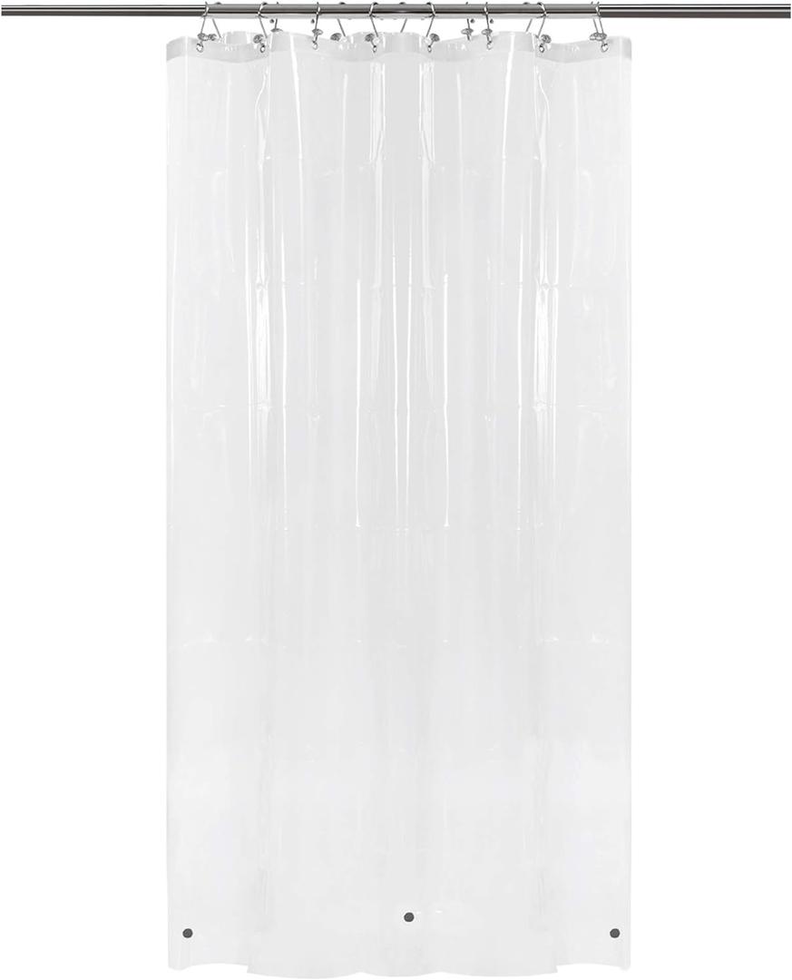 BAROSSA Design 48 inch Wide Stall Shower Curtain Liner with 3 Magnets - PEVA, Waterproof, PVC Free, Metal Grommets, Clear, 48x72