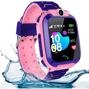 DDD 2G Kids Smart Watch GPS Tracker, SIM Card for Calls, 7-Day Battery IP67 Waterproof SOS Call - No Game Distraction - Birthday Gift for Girls Boys (Pink)