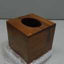 Wood Tissue Box Cover, Square Bless You Tissue Holder, Decorative Tissue Dispenser for Bathroom, Living Room, Dining Table, 5.3" L x 5.3" W x 6.1" H