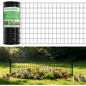 Garden Fence & Deer Fence - Black PVC Coated Welded Wire Mesh Roll, 48" x50', 2"x3" Openings, 16-Gauge Metal Wire Mesh for Yard, Vegetable Garden, and Cattle Fencing(48''50')