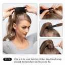 CJL HAIR 18" Long Ponytail Hair Extension Wrap Around Pony Tail Clip in Curly Wavy Synthetic Fake Hairpiece for Women Black Brown