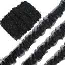 GORGECRAFT 10 Yards Ruffle Lace Trim 1.5" Double Layer Pleated Edge Trim Ribbon Gathered Mesh Tulle Fabric Applique Edging Trimmings for Sewing Bridal Dress Costume Gift Packing Decoration Craft Black