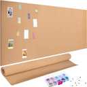 Seajan 3mm Cork Board roll 4 x 8 ft Thick Cork roll for Walls with 500 Multicolor Push Pins Brown Board Multipurpose for Crafts Bulletin Board Photo Organize Decor Office Home School Supplies