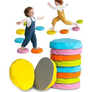 9-Pack Soft Non-Slip Stepping Stones for Kids Ages 2 3 4 5–Indoor Outdoor Foam Pads for Toddler Balance and Coordination Training–Soft and Flexible,Designed for Children's Barefoot Play