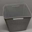 Curver Set of 4 Jute Large Cube Decorative Plastic Organization and Storage Baskets, Perfect Bins for Home Office, Closet Shelves, Kitchen Pantry and All Bedroom Essentials, Grey