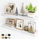 Fun Memories Floating Shelves for Wall, 36Inch Floating Shelves Set of 2, Hanging Shelf with Invisible Brackets, Bathroom Shelves for Living Room, Bedroom, Kitchen- White
