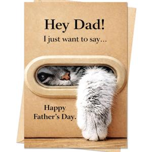5 x Funny Fathers Day Card for Dad, Father's Day Cards Gifts Decorations from Daughter Son, Happy Fathers Day Card from Cat, Cute Cat Dad Father's Day Decorations Gifts