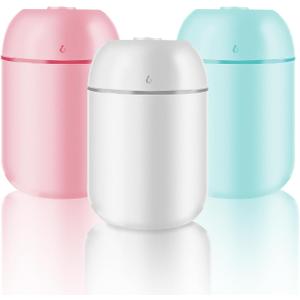 3 Pcs 330ml Small Cool Mist Humidifiers for Bedroom Indoor,Personal Mini Air Humidifier Easy Clean for Plants,Vaporizer for Congestion Portable,Desk Humidifiers for Office Bedside Nightstand Home