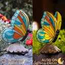 Rezpuao Solar Butterfly Garden Statues,Butterfly Decor for Outdoor,Resin Colorful Butterflies Figurine with Solar Light for Patio,Balcony,Yard,Lawn Ornament,Perfect Garden Gift