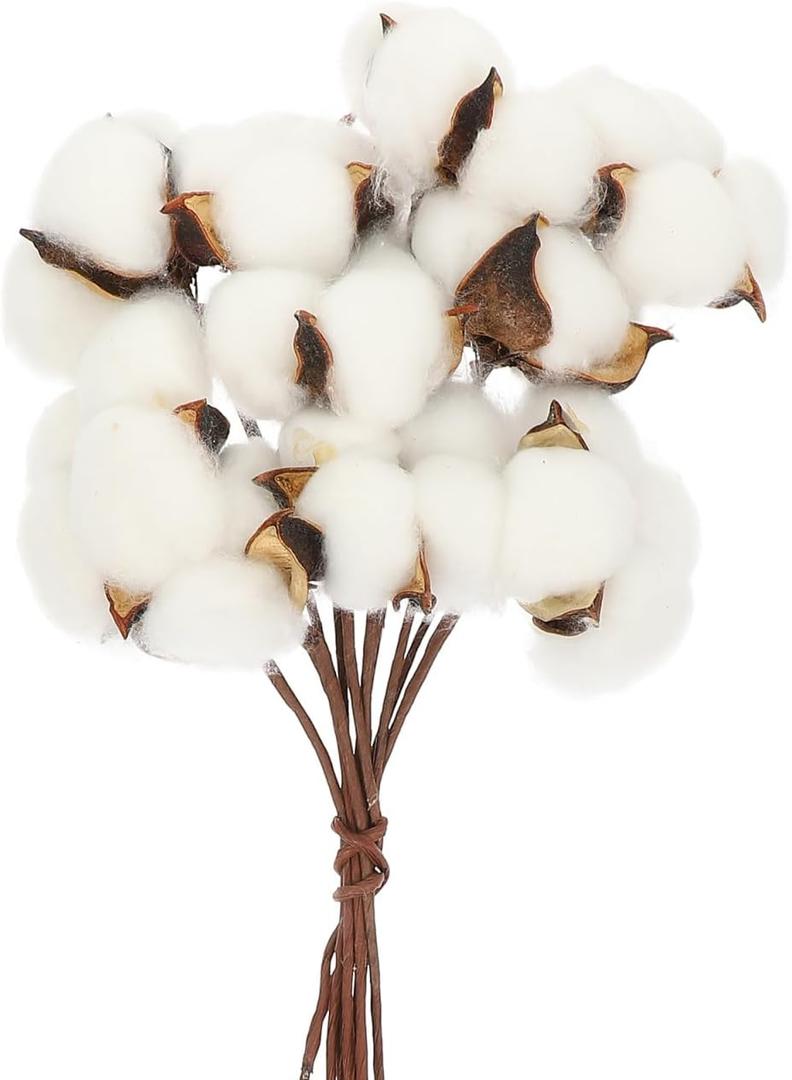 1 Set Bouquet Cotton Dry Fake Foam Flowers Dry Cotton Ball Stems House Decorations for Home Party Decorations Fake Plant Spray Natural