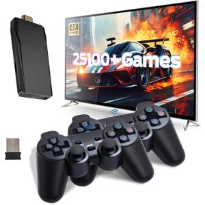 Retro Game Console, Wireless Retro Gaming Console, Plug & Play Video TV Game with 25100+ Built-in Games, 4K HD Output, and 2.4GHz Wireless Controller, 9 Classic Emulators(Black)