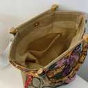 Sequin Embroidered Floral Tote for Women Beach Bag with Bamboo Handle Summer Shoulder Handbag for Vacation Daily Use
