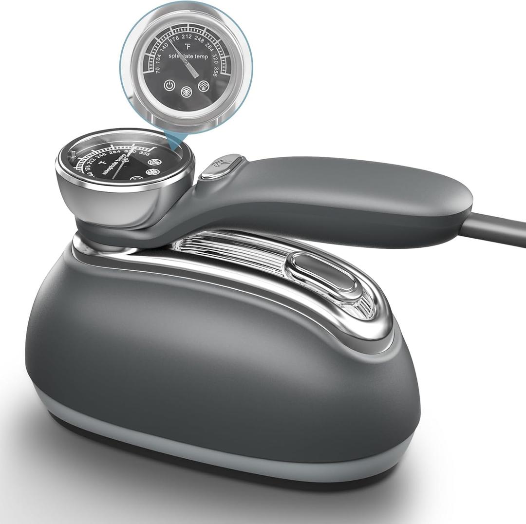 Killrose Steamer for Clothes, 2 in 1 Clothes Steamer Handheld, 1200W Steam Iron, 3 Level Thermometer Display Dashboard Travel Iron, 180 Rotatable Portable Handheld, Heat Up, Water Tank, 120V