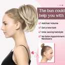 HOOJIH Ponytail Extension, Claw Clip in Straight Messy Hair Bun 9 Inch Short Ponytail Extension with Bendable Metal Wire Hair Pieces for Women Fake Hair Bun DIY Styles - Medium Blonde with Highlights