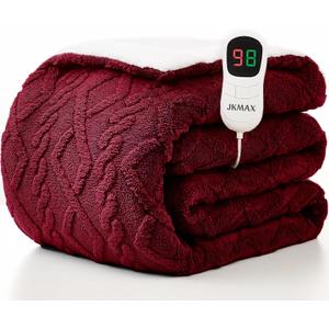 JKMAX Heated Electric Blanket Full Size-72"x84" Heating Blanket with 10 Heating Levels & 5 Time Settings Over-Heat ProtectionWinter Warmer for Adults with ETL CertificationRed