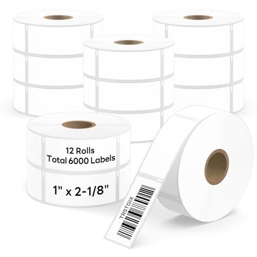 Compatible DYMO 30336 (1" x 2-1/8") Direct Thermal Multipurpose Labels, Address & Barcode Stickers for LabelWriter 450, 4XL, Rollo, Zebra – NOT for 550 & 5XL (12 Rolls / 6000 Labels), TRSTGIX