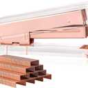 Elegant Ultra Clear Acrylic Rose Gold Desktop Stapler with 1000 Staples for Office Accessories(Rose Gold)