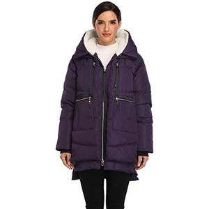 FADSHOW Women's Winter Thickened Down Jackets Long Down Coats Warm Parka with Hood,Mung Bean,XS