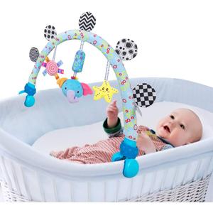 Travel Arch Bassinet Mobile Toys for Infant & Toddlers,Clip on Stroller Toy Crib Accessory & Pram Activity Bar Toy for Indoor and Outdoor (Elephant) (Gary)
