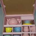 Porcelain Tea Set for Toddlers, Tea Party Set for Little Girls, Kids Tea Set Kitchen Pretend Play, Princess Tea Time Playset with Teapot Cups Carry Case, Toddler Girl Toys Birthday Gifts Age 3+