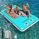CALOBANA Inflatable Floating Dock, Lake Floats for Adults Floating Raft Water Platform with Detachable Ladder for Lake, Dock&Mesh