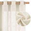 LAMIT Natural Ivory Linen Semi Sheer Curtains 84 inch Length, Cream Light Filtering Soft Thick Neutral Living Room Drapes with Bronze Grommet for Bedroom/Farmhouse, 2 Panels, 52 x 84 Inch