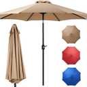 OLIXIS 9ft Patio Umbrella with Tilt and Crank Button & 8 Sturdy Ribs Waterproof, Patio Table Umbrella Perfect for Poolside, Terrace, Beach and Outdoor Restaurant, Khaki