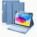 Harvopu Compatible for iPad 11th 10th Generation Case with Keyboard, Folio Cover with Pencil Holder, MultiTouch Trackpad, 7 Color Backlit, Detachable Keyboard for iPad (A16) 11th/10th Gen (Blue)