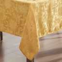 Newbridge Christmas Carol Holiday Noel Damask Fabric Tablecloth, 60 x 84 Inch Rectangle, Gold, Holly Leaf Poinsettia Weave, Wrinkle Free Soil Resistant Easy Care Table Cover