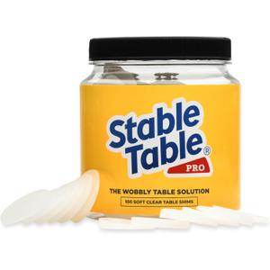 Stable Table - Clear Restaurant Table Leg 100 Shim Wedges Premium Furniture Levelers Restaurant TableShims, Home Improvement DIY Levelers - Rubber Type Texture, Firm, Non-Slip, Doors, and More
