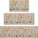Rempry 3 PCS Kitchen Rugs Set, Colorful Flowers Non Slip Kitchen Mats for Floor, Waterproof Kitchen Rug for Laundry Room, Kithcen, 17"x47"+17"x30"+17"x59"