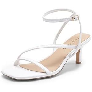 DREAM PAIRS Women's Low Kitten Heels Strappy Open Square Toe Ankle Strap Sexy Fashion Comfort Dress Shoes Party Heeled Sandals, 8,5
