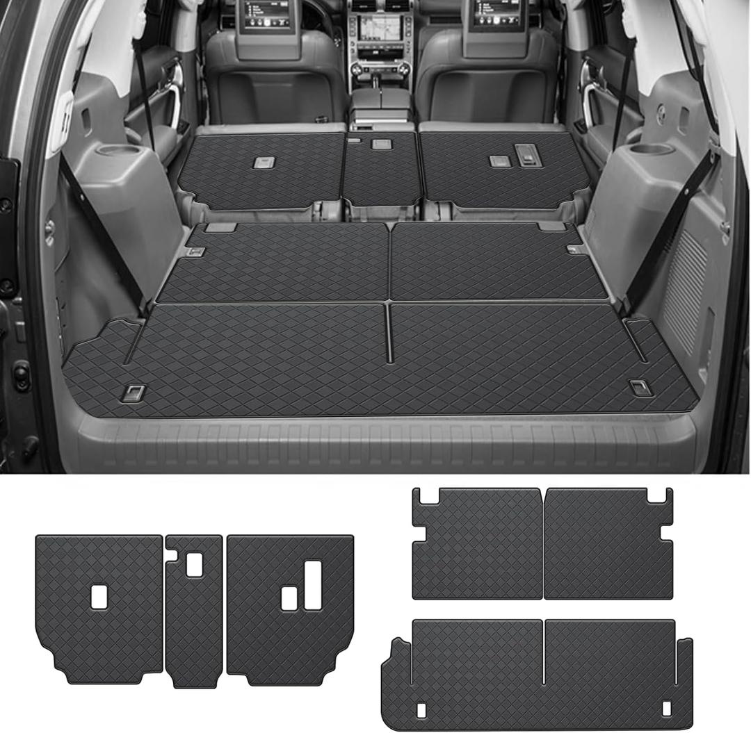 Cargo Mat & Backrest Mat Fit for 2010-2023 Lexus GX460 - All Weather PU Leather Trunk Liner and 2nd & 3rd Row Rear Backrest Protector
