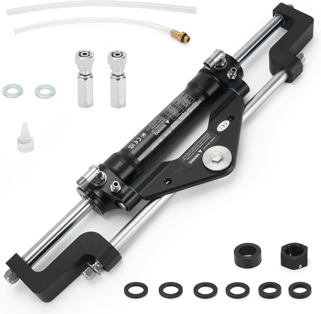 300HP Front Mount Hydraulic Steering Cylinder with Two-Way Lock Valve Fits for SeaStar Steering Cylinder HC5345-3 and Outboard Boats up to 300HP, Max Pressure 10.3Mpa/1500PSI