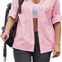 Pinspark Women's UPF 50+ Long Sleeve Quick Dry Outdoor Shirt with Pockets (Pink)