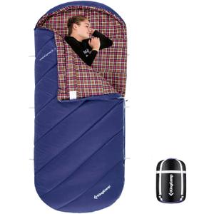 KingCamp Sleeping Bag for Adults, Cold Weather & Warm Extra Wide Big & Tall XL Portable Waterproof Flannel Sleeping Bags, Essentials Gear Accessories for Camping Backpacking Hiking Indoor & Outdoor (Thermal Pod 4.6lbs Navy)