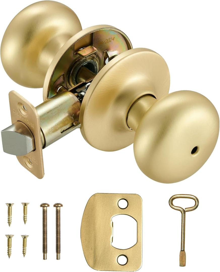 Design House 726968 Cambridge Privacy Bed and Bath Door Knob Satin Gold