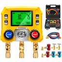 VIVOHOME Digital HVAC Manifold Gauge Set with R134a R1234yf Quick Couplers and Can Taps, Refrigeration Car AC Gauges with 3 Hoses for R134a R410a R32 R1234yf R454B Refrigerant Recharge Kit