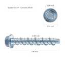 Wensilon 1/4" x 3" Zinc Plated Large Diameter Concrete Screw Actual Thickness 5/16"(8mm) for Anchoring to Masonry, Brick or Block (30 pcs)