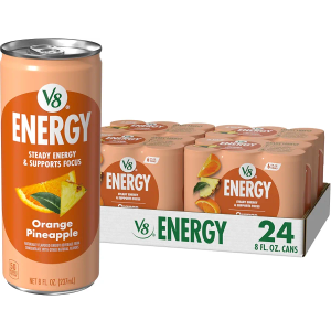 V8 Energy Orange Pineapple Energy Drink, 8 fl oz Can (24 Pack) BB NOV 08 2026