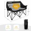 Huskfirm 2 Person Camping Chair Oversized Loveseat Camping Chair Double Camping Chairs for Adults Heavy Duty Camping Couch Black Outdoor Folding Chair Portable Patio Lawn Chair, Non-heating