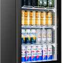6.5 Cu.Ft Commercial Beverage Refrigerator Glass Door Upright Drink Cooler Display Fridge with Adjustable Shelves and LED Light for Restaurant Bar Store Office (Black)