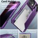 ATATOO for iPhone 16 Case Wallet with Card Holder (Store 3-5 Cards) & Slide Lens Cover, Military Grade Protection, Rugged Shockproof Wallet Phone Case for iPhone 16 6.1", Dark Purple