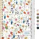 2026 Planner, Weekly and Monthly Calendar Planner for Women, Jan 2026 - Dec 2026, Hardcover Planning Agenda Book with Tabs, Spiral Bound, Inner Pocket, Perfect for School Office Supplies, 6.3" x 8.5" - Wildflowers