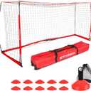 Storgem Soccer Goal,Soccer Net,Soccer Goals for Backyard,with Bow Frame,Collapsible Metal Base and 15 Training Cones 14x7Ft
