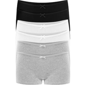 Womens Cotton Underwear Boy Shorts for Women Stretch Comfort Boxer Briefs Ladies Knot Panties 3/6 3901 (Medium, Set-bwg)