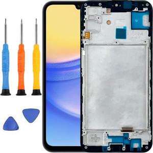 for Samsung Galaxy A15 Screen Replacement for Samsung A15 4G/5G Screen Replacement with Frame A156u A156e A156w S156dl SM-A156vl A156B/DS LCD Display digitizer Touch Screen Black 6.5 Inch
