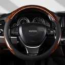 KAFEEK Wood Grain Steering Wheel Cover Microfiber Leather Universal 14 1/2-15 inch, Car Steering Wheel Cover Men Women, Comfortable, Anti-Slip, Odorless, Brown